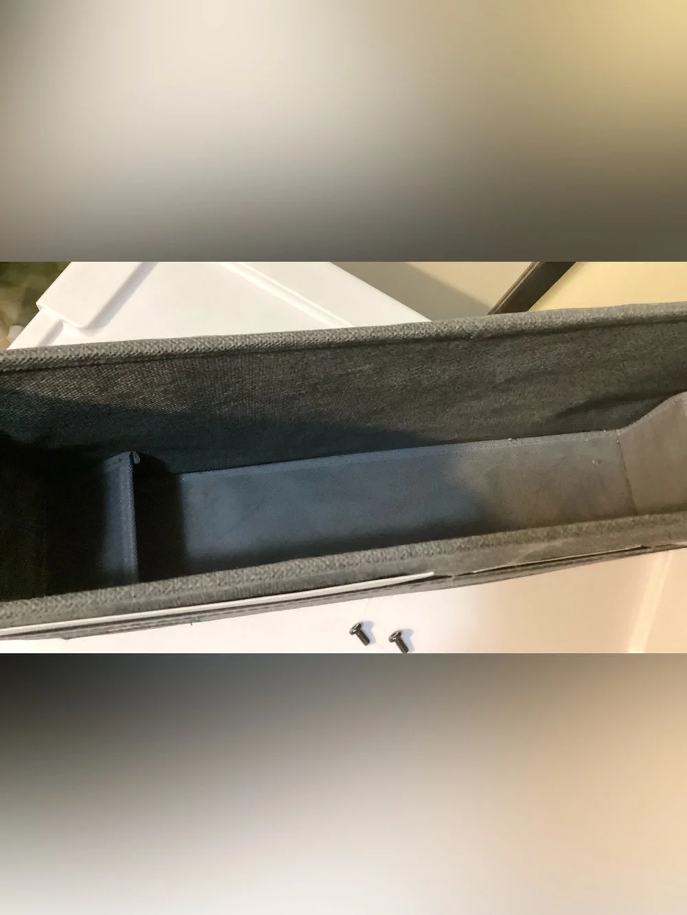 Desk side hanging organizer storage bag with 3 pockets.